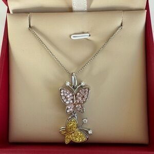 Elegant Sterling Silver Butterfly Pendant Necklace